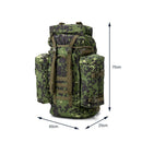 Large A.Blochl M84 camo mountain hiking daypack with multiple compartments and padded straps for camping and trekking.