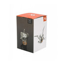 A.Blochl foldable portable camping gas burner stove with piezo ignition in its retail packaging box.