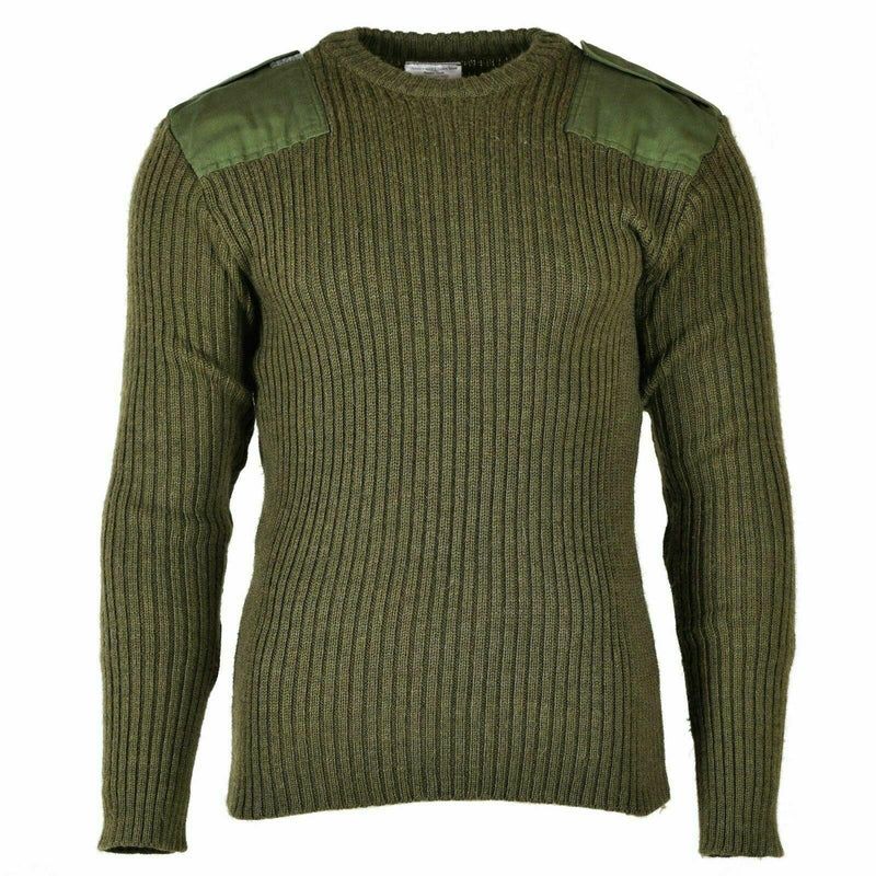 Prawdziwy sweter brytyjska armia pullover commando zielona wełna oliwkowa mąż