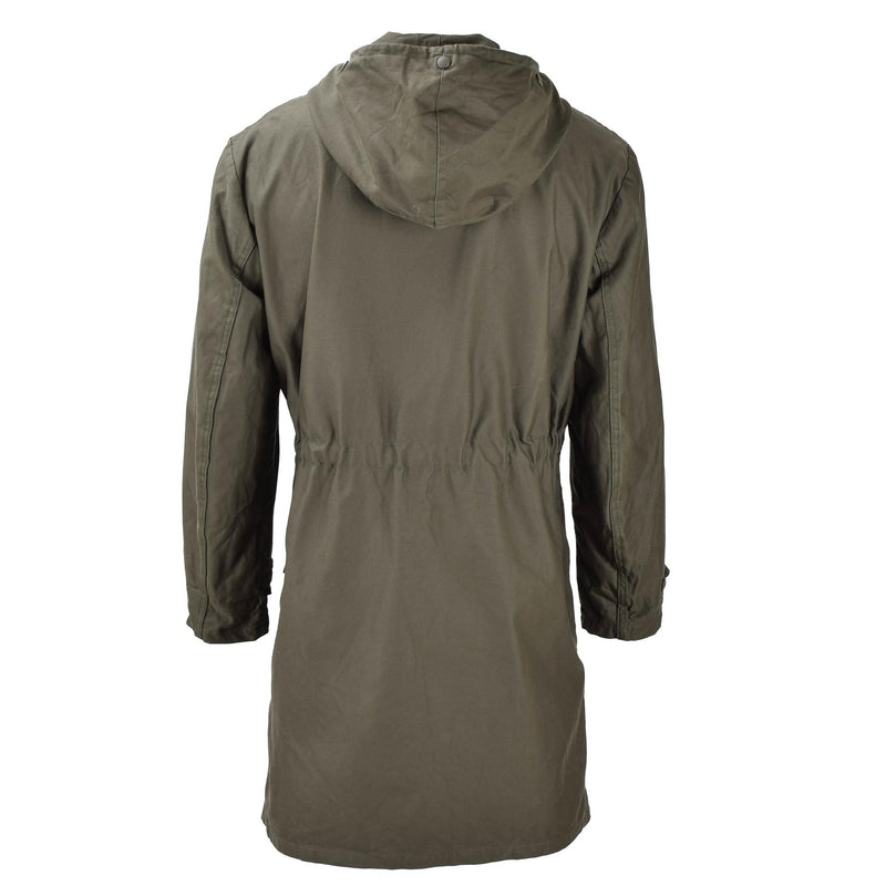 Oryginalna niemiecka wojskowa długa kurtka Parka Olive Hooded Field Coat Army Outdoor