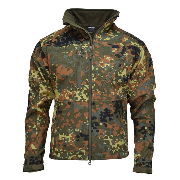 MIL-TEC Softshell Kurtka SCU 14 Niemiecka Flecktran Camo Outdoorowa odzież wiejska