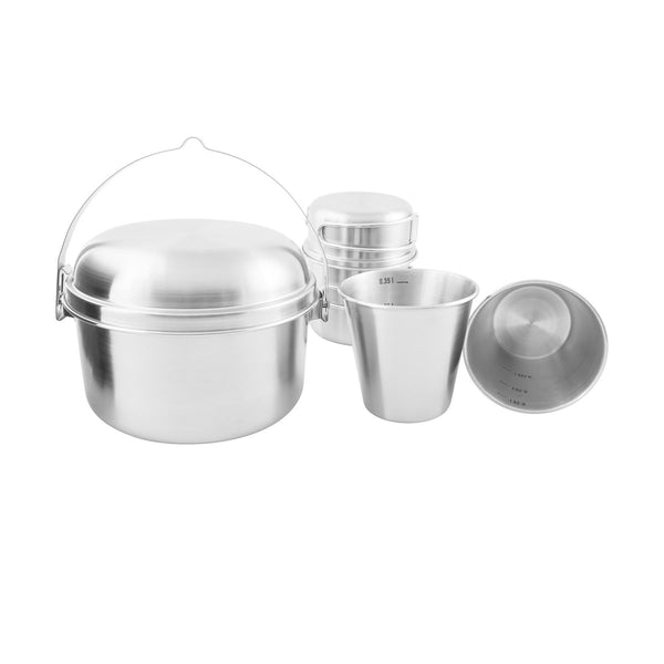 Tatonka mini set II kompaktowy zestaw naczynia kempingowego 6pcs gotowanie na zewnątrz nierdzewne