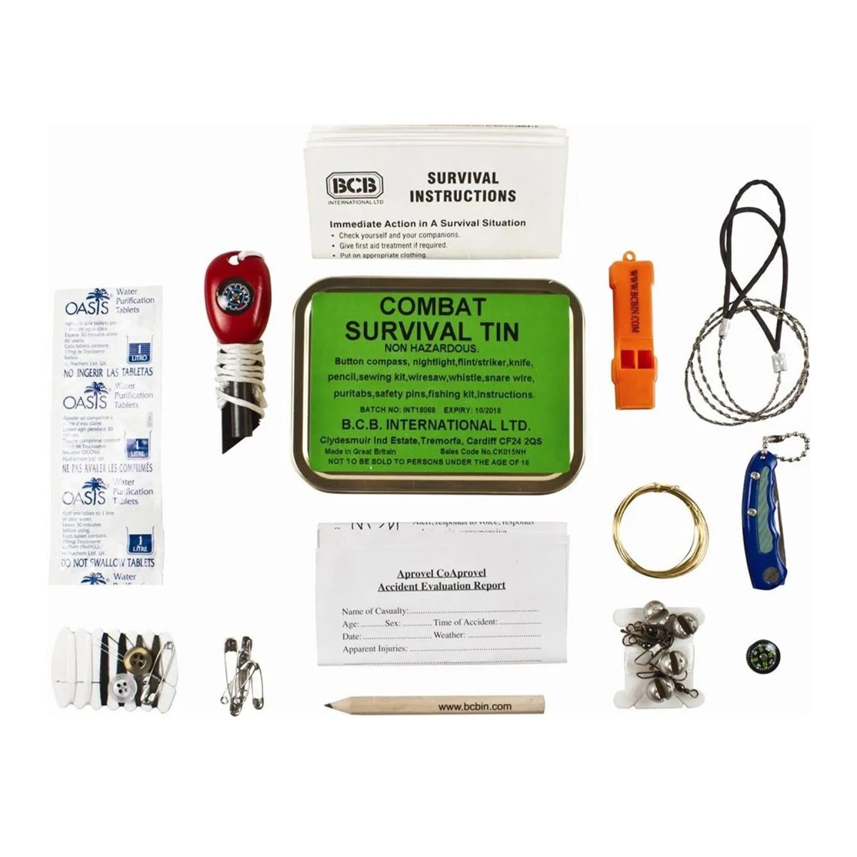 BCB Combat Survival Tin Zestaw First Aid Zestaw na świeżym powietrzu Zestaw przetrwania kempingu