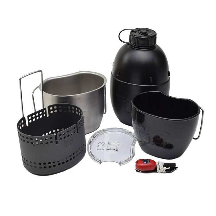 Zestaw do gotowania BCB Dragon, czarna kuchenka aluminiowa, zestaw 6 szt., kompaktowy, trwały, kempingowy - GoMilitar