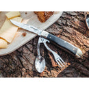 Compact BOKER Magnum Bon Appetite pocket cutlery set with knife, fork, and spoon made of 440A steel and wooden handle