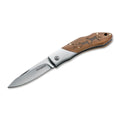 Nóż kieszonkowy BOKER Caveman Steel 440A, niepowlekana, stalowa, zdobiona drewnianą rękojeścią