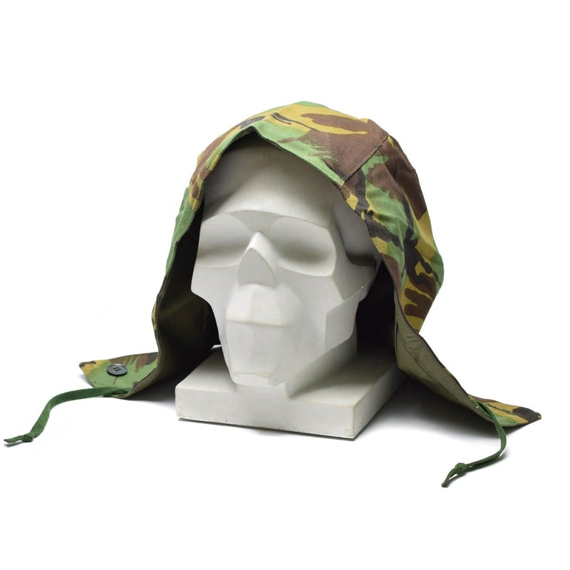 British Military genuine detachable parka hood in DPM woodland camouflage for cold and wet weather protection.