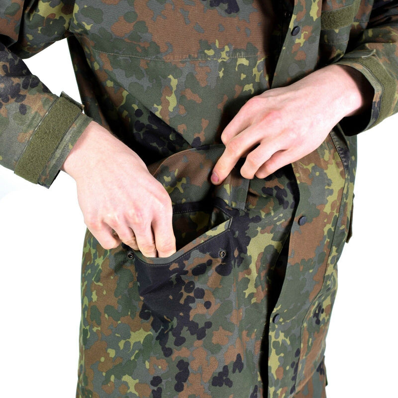 Oryginalna niemiecka kurtka polowa Goretex Flecktarn Wodoodporny sprzęt przeciwdeszczowy Parkana