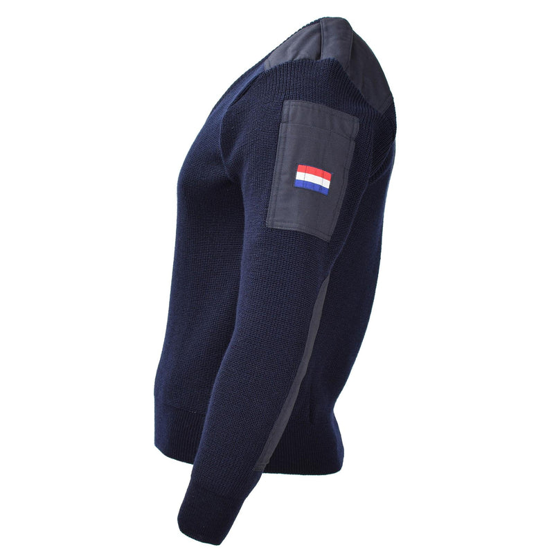 Oryginalny holenderski wojskowy niebieski sweter pullover wełna wełna body -body NOWOŚĆ