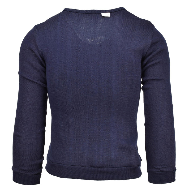 Oryginalny francuska szkoła wojskowa Blue Jersey Army Bluzshirt V-dęp