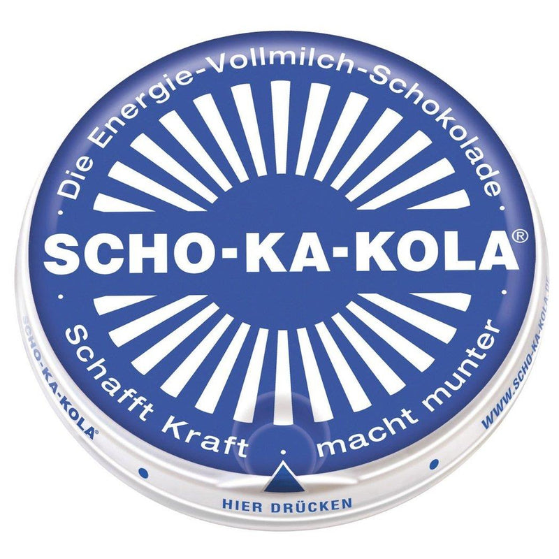 Niemiecka energia mleczna czekolada scho-kola-kola pełne mleko 100 g puszka puszka niebieska