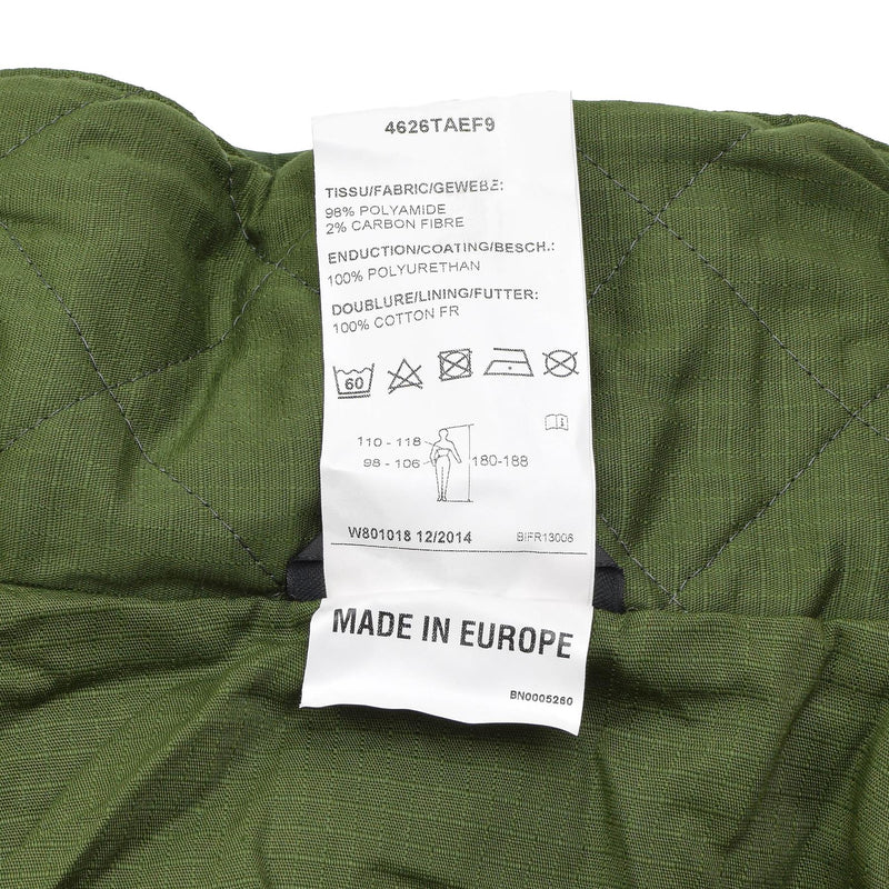 Oryginalna belgijska wojskowa menu deszczowa z podszewką Olive Waterproof Field Nowe