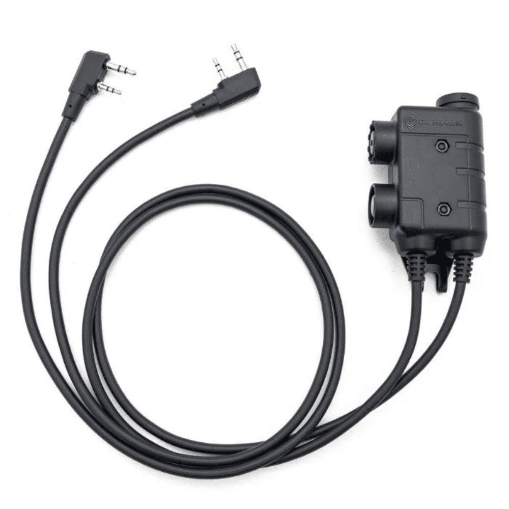 Earmor podwójny adapter PTT Kenwood Baofeng 2-pinowy przewodowy taktyczny zestaw słuchawkowy czarny