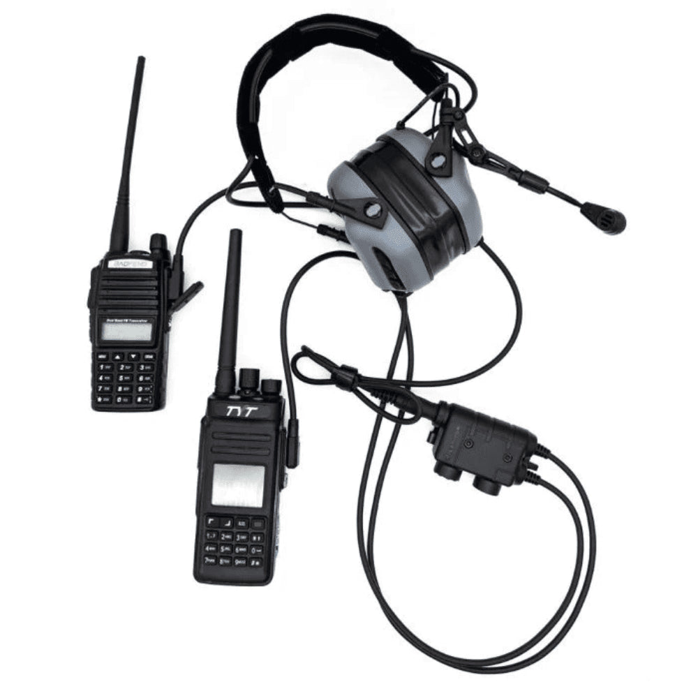 Earmor podwójny adapter PTT Kenwood Baofeng 2-pinowy przewodowy taktyczny zestaw słuchawkowy czarny