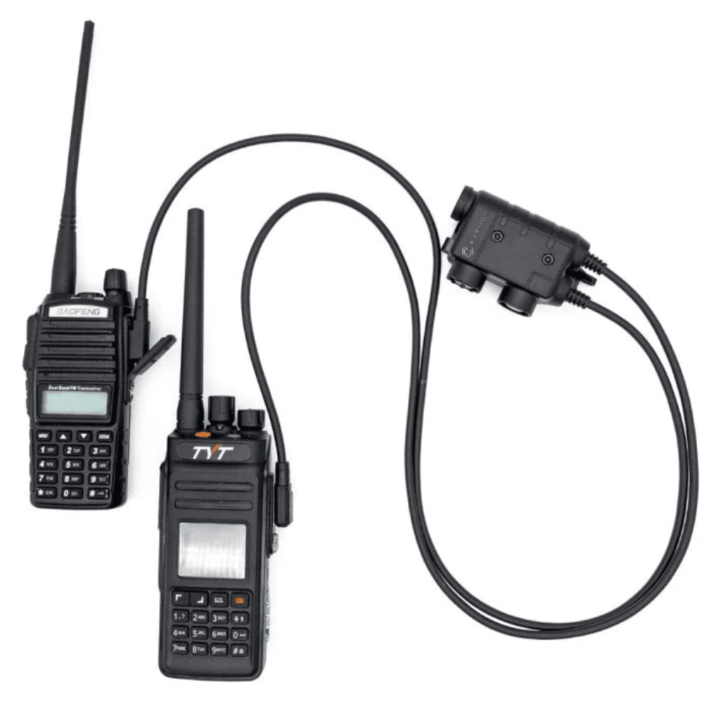 Earmor podwójny adapter PTT Kenwood Baofeng 2-pinowy przewodowy taktyczny zestaw słuchawkowy czarny