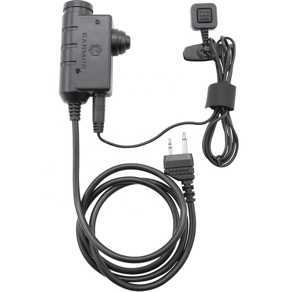 Adapter Earmor M52 PTT Midland 2-pinowy przewodowy taktyczny kabel do zestawu słuchawkowego, czarny