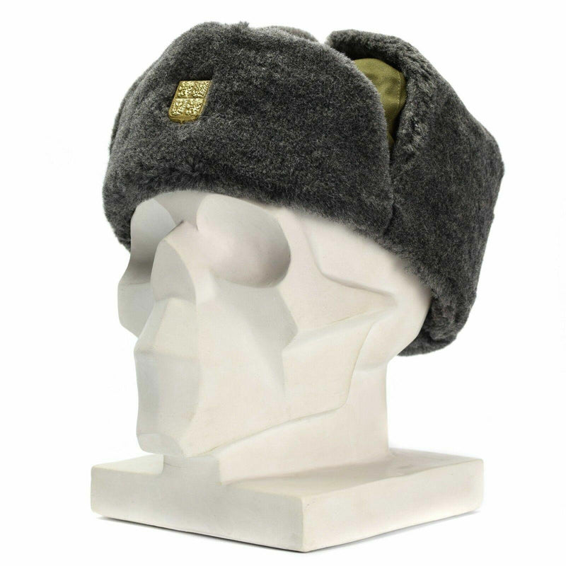 Oryginalny czeski czapkę wojskową kapelusz zimowy Ushanka Grey Olive Hat z odznaką nową
