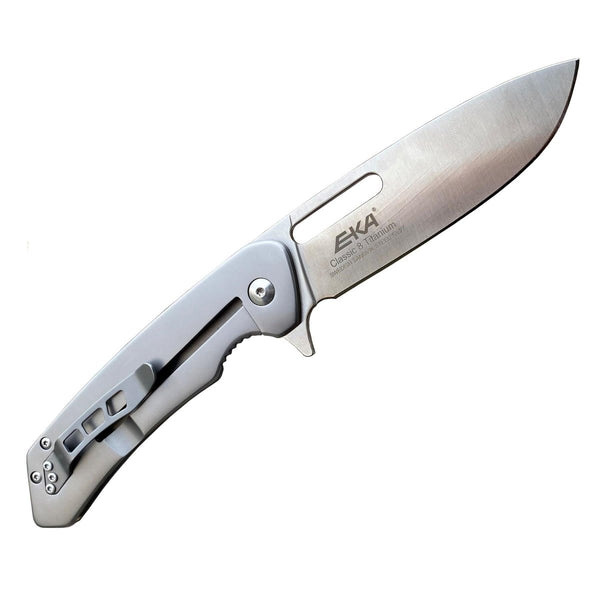 EKA Brand Swedish Classic 8 pocket knife titanium handle 57 HRC stainless blade - GoMilitar