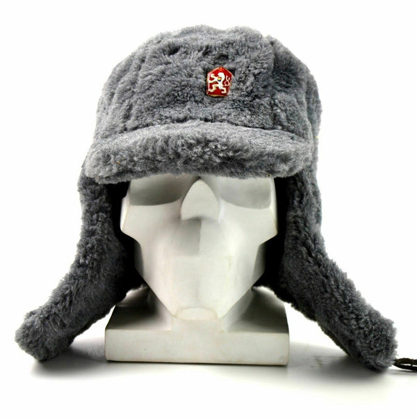 Oryginalna czeska armia zimowa nashanka szary futra ciepła kapelusz cZ wojsko izignia