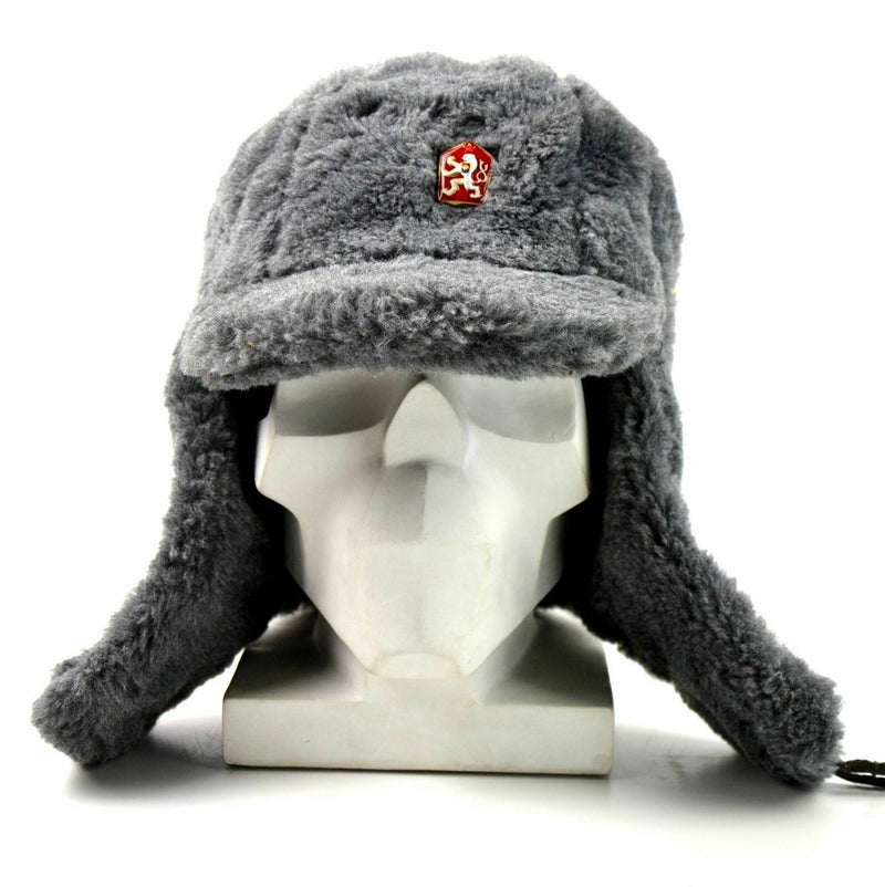 Oryginalna czeska armia zimowa nashanka szary futra ciepła kapelusz cZ wojsko izignia