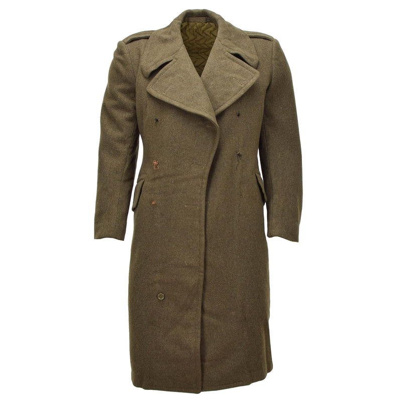 Oryginalny wełniany płaszcz armii kanadyjskiej z nadwyżki wojskowej Vintage w kolorze oliwkowym