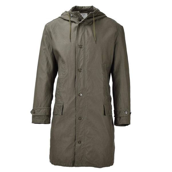 Oryginalna niemiecka wojskowa długa kurtka Parka Olive Hooded Field Coat Army Outdoor