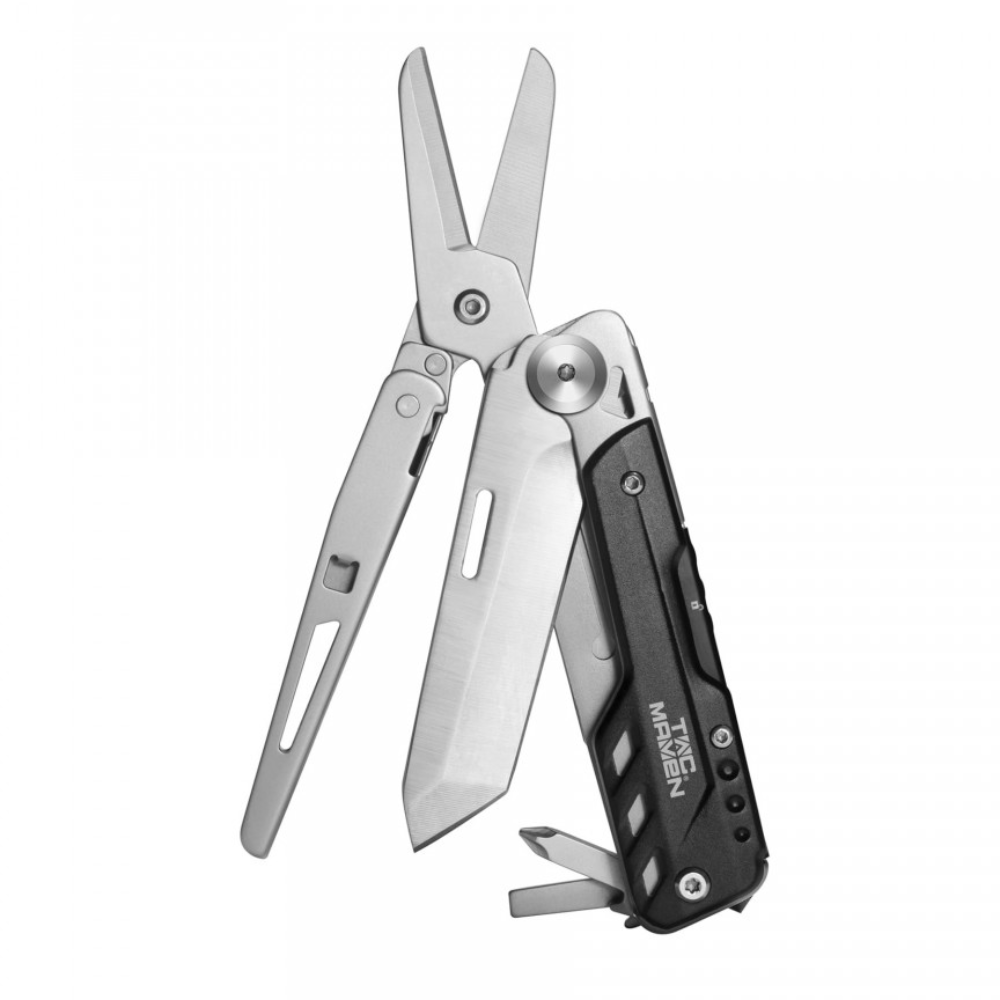 TAC MAVEN Odin Camping Multitool Nożyczki 440 Narzędzie kieszonkowe ze stali nierdzewnej, czarne