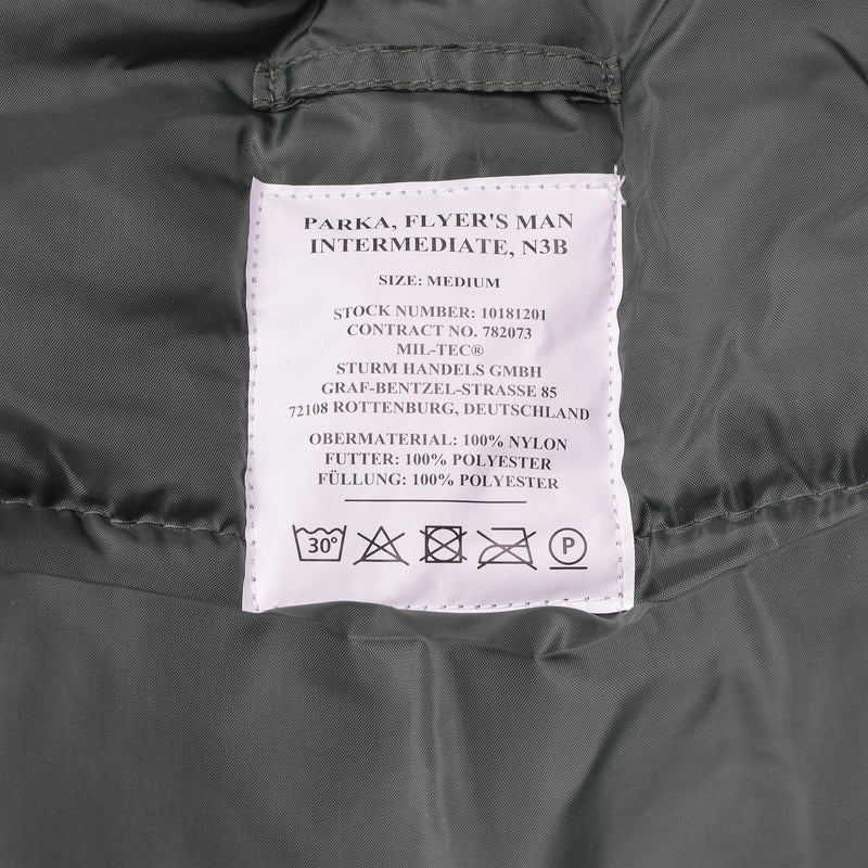 Mil-Tec marka amerykański styl wojskowy Aviator Parkana N3B Faux Fur z kapturem oliwka nowa
