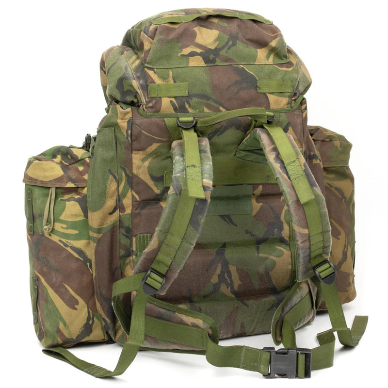 Oryginalne brytyjskie taktyczne plecak Woodland Camo 90 litrów bocznych kieszeni