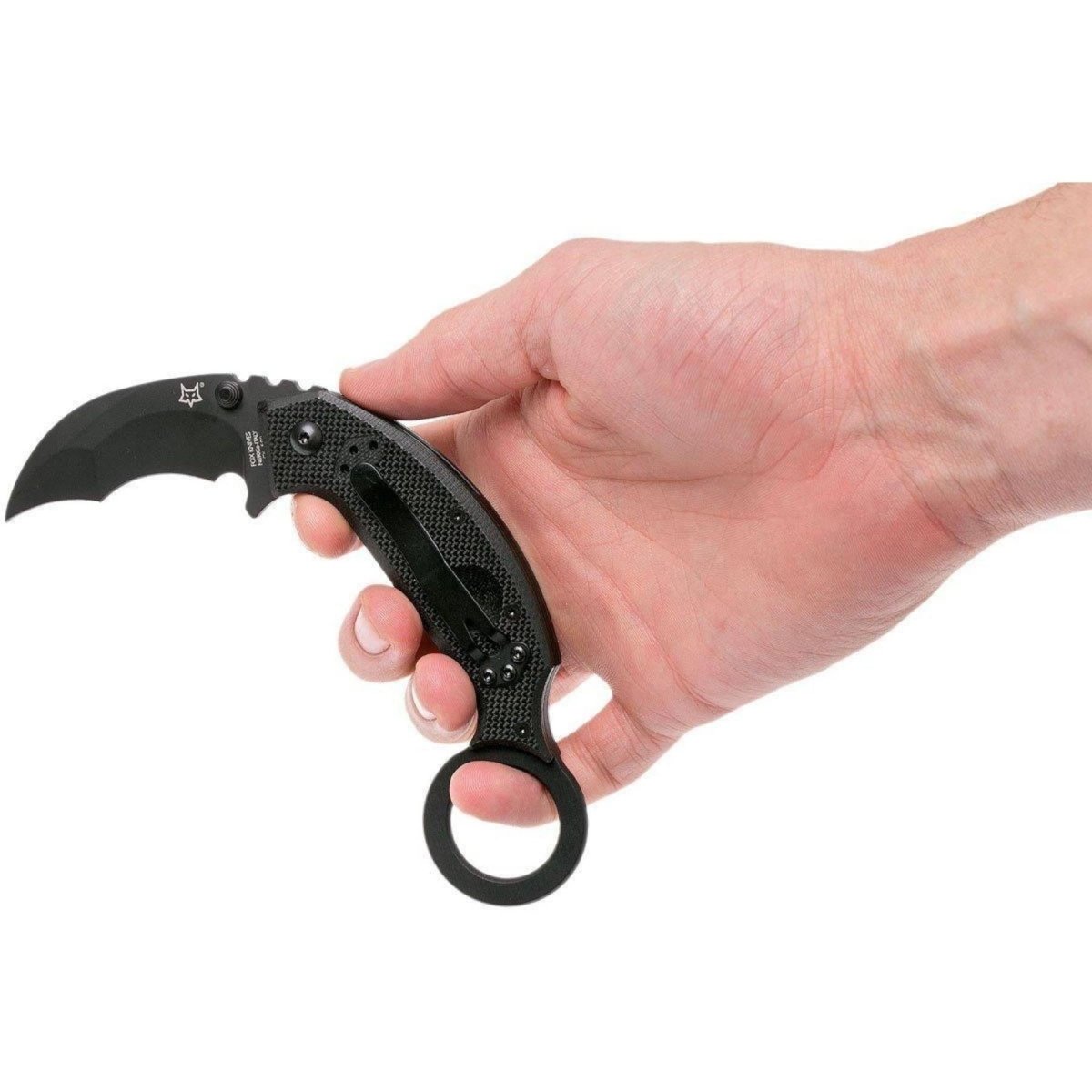 Fox Knives Marka Włochy Chiropteka Nóż składany Karambit ze stali nierdzewnej w kolorze czarnym