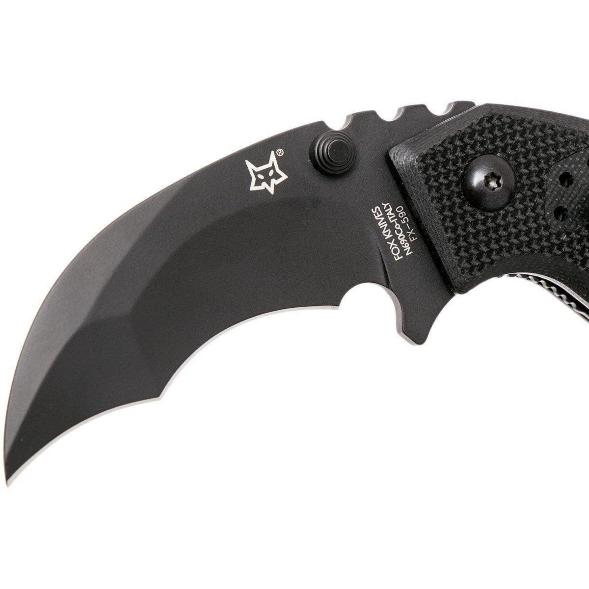 Fox Knives Marka Włochy Chiropteka Nóż składany Karambit ze stali nierdzewnej w kolorze czarnym