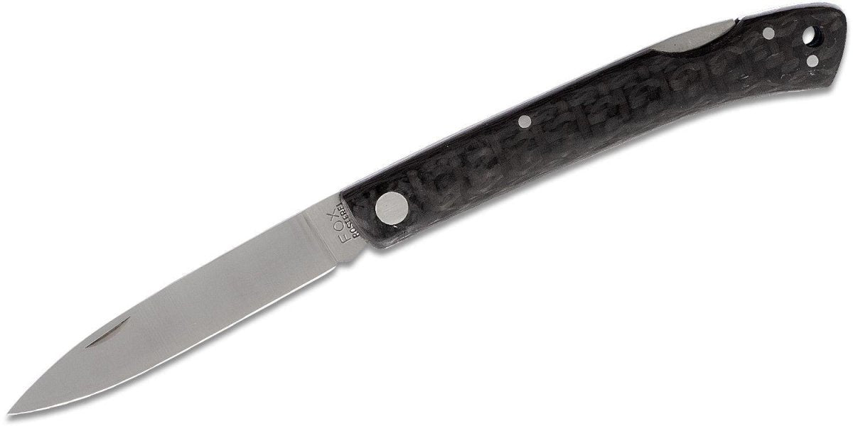 Nóż składany Fox Knives włoskiej marki, rękojeść ze stali nierdzewnej 440C z włókna węglowego