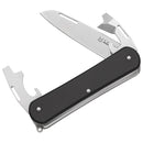 Fox Knives VULPIS FX-VP130-3 BK multitool knife with N690Co steel blade and black anodized aluminum handle.