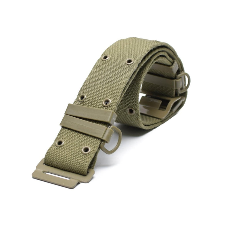 French army tactical khaki heavy duty combat belt with adjustable canvas strap and Alice attachment system