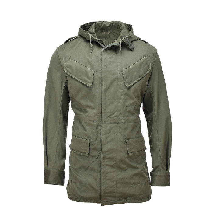 Oryginalna belgijska wojskowa parka BDU z kapturem w kolorze oliwkowym, z klapą sztormową i wieloma kieszeniami, kurtka w stylu vintage.