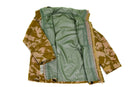 Open British Army desert camo MVP Goretex waterproof combat jacket showing interior lining and mesh ventilation