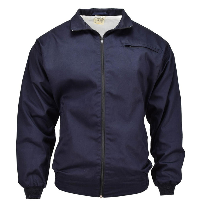 Blue British Royal Air Forces RAF bomber tracksuit jacket with front zipper and elasticated cuffs and hem