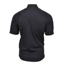 Back view of a black Genuine British Police breathable functional polo shirt with short sleeves and stretch fabric.