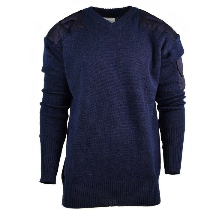 Oryginalny sweter brytyjskiej policji Utility Jumper w kolorze niebieskim z dekoltem w kształcie litery V NOWOŚĆ - GoMilitar