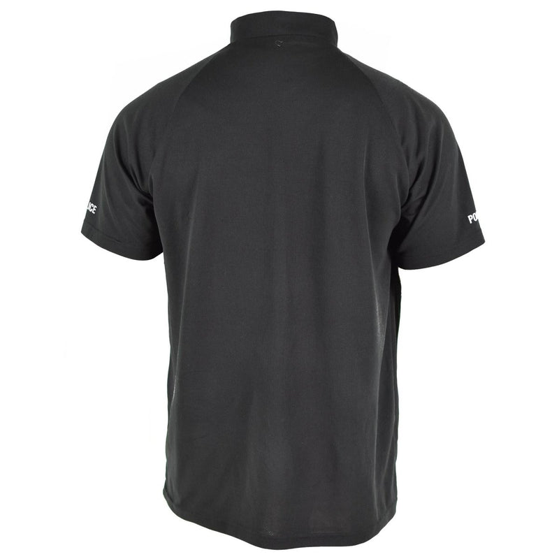 Genuine British police t-shirt black breathable functional front zip guard shirt - GoMilitar