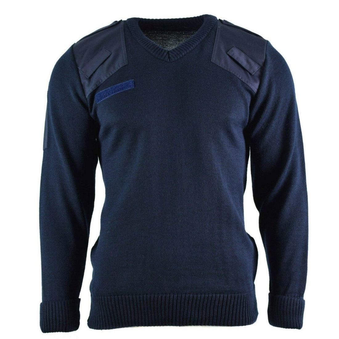 Prawdziwy brytyjski sweter armii policji pullover jumper blue v-dół mężczyźni