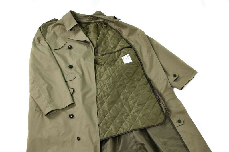 Oryginalny holenderski płaszcz armii Khaki Long Officer Trench z nową podszewką