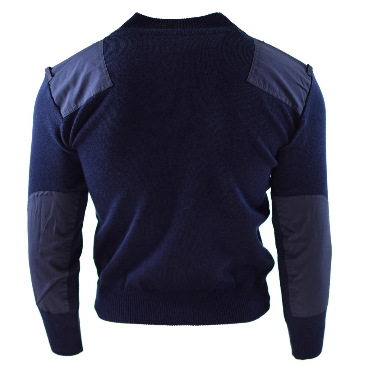 Oryginalny holenderski pullover niebieski sweter wojskowy okrągły oficer