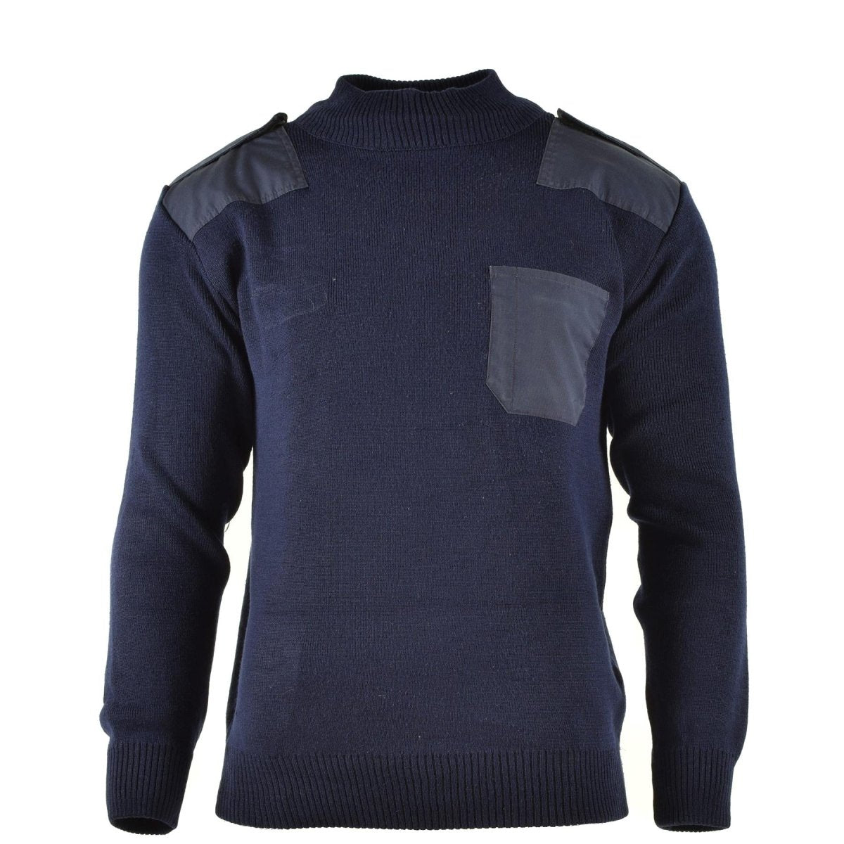 Oryginalny holenderski pullover niebieski sweter wojskowy okrągły oficer