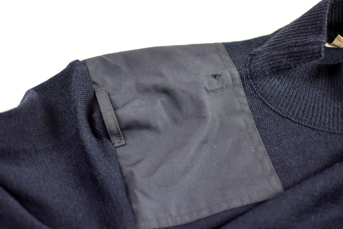 Oryginalny holenderski pullover niebieski sweter wojskowy okrągły oficer