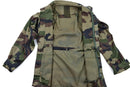 French army parka T4 combat jacket in CCE camo, durable cotton blend with multiple pockets and adjustable waist.
