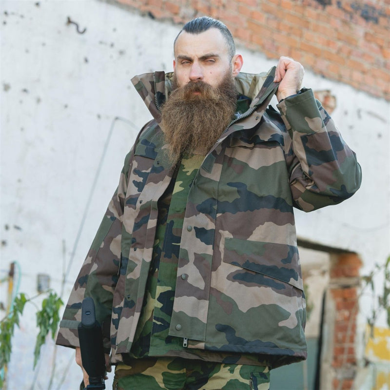 Oryginalny wodoodporna armia armii francuskiej CCE CAMO z kapturem deszczowy parka nowa