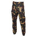 Hungarian military M1990 woodland camo field pants with reinforced knees and cargo pockets, new and durable design.