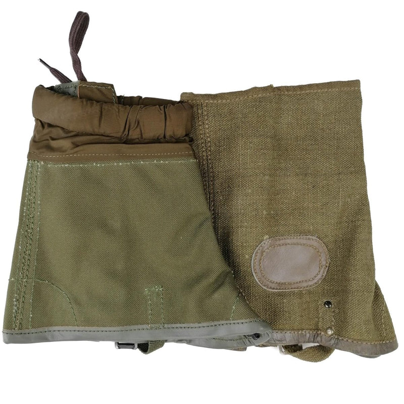 Original vintage Italian army olive canvas gaiters designed for hiking and outdoor military use M70 combat style