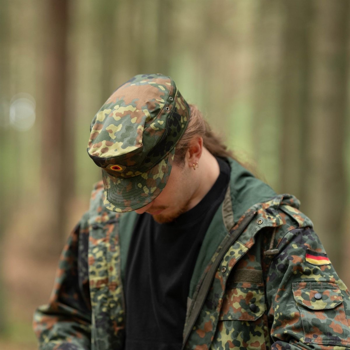 Oryginalny oryginalny armia niemieckiej czapki flecktarn bw las camo wojskowy kapelusz nowy